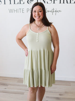 Gretchen Button Front Tiered Cami Dress