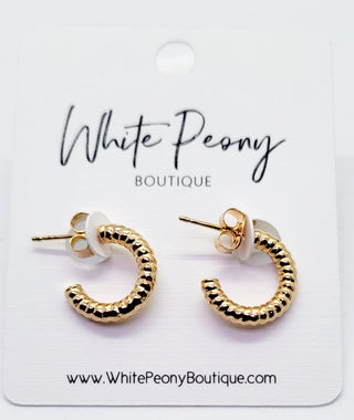 Ribbed Open Hoop Earrings  *Final Sale*
