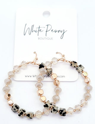 Square and Prism Bead Circle Earrings *Final Sale*