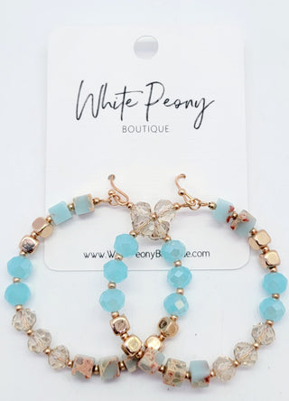 Square and Prism Bead Circle Earrings *Final Sale*