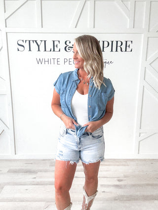 Myra Chambray Tab Sleeve Shirt