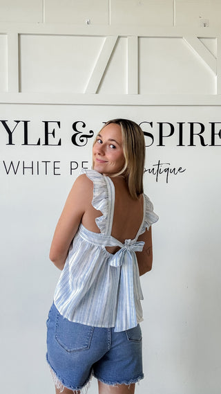 Chloe Flutter Sleeve Tie Back Top *FINAL SALE*