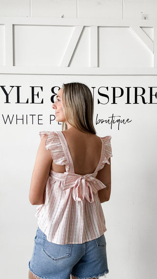 Chloe Flutter Sleeve Tie Back Top *FINAL SALE*
