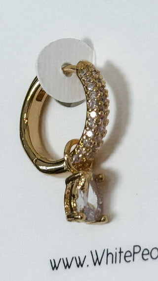 Pave Huggie w/CZ Charm. *Final Sale*