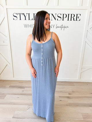 Darla Rib Button Front Maxi Dress