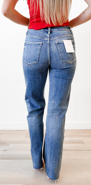 Vervet Frayed Hem Slim Wide Jeans