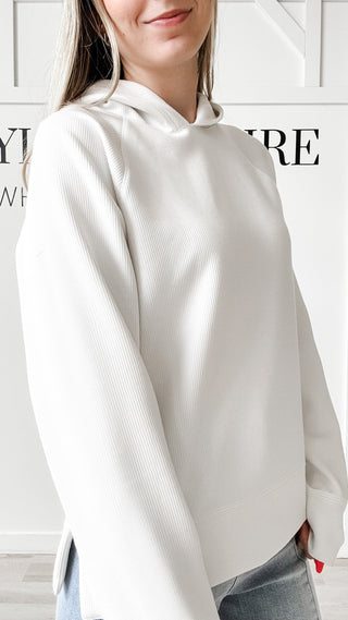 Carly Ribbed Side Vent Hoodie