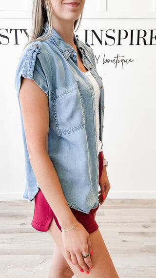 Myra Chambray Tab Sleeve Shirt