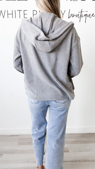 Archie Denim Contrast Front Zip Hoodie