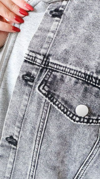 Archie Denim Contrast Front Zip Hoodie