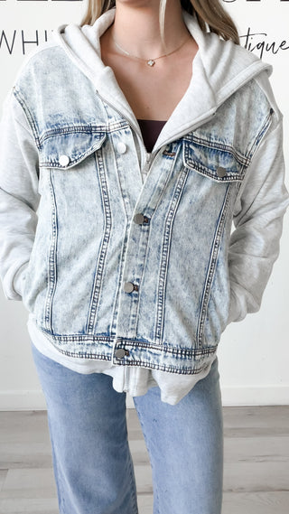 Archie Denim Contrast Front Zip Hoodie