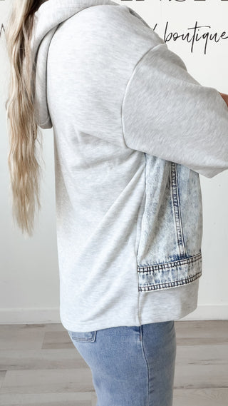 Archie Denim Contrast Front Zip Hoodie