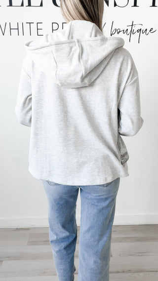 Archie Denim Contrast Front Zip Hoodie