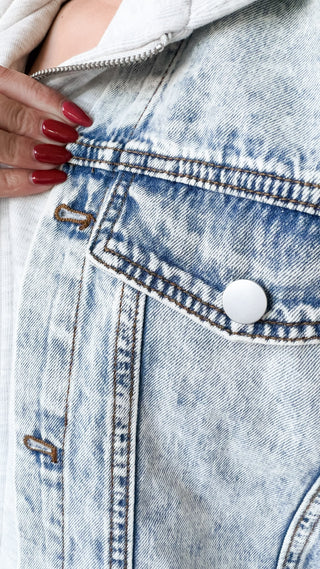 Archie Denim Contrast Front Zip Hoodie