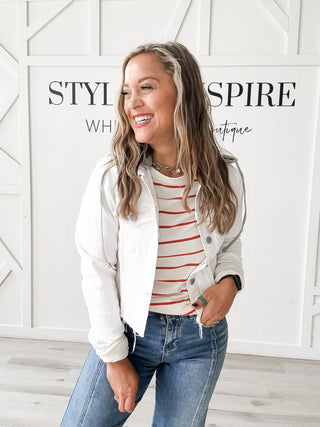 Rylee Risen Distressed Crop Jean Jacket W/Hood