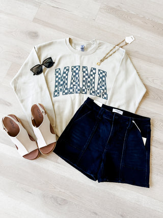 Checkered MAMA Graphic Sweatshirt