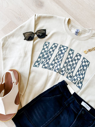Checkered MAMA Graphic Sweatshirt