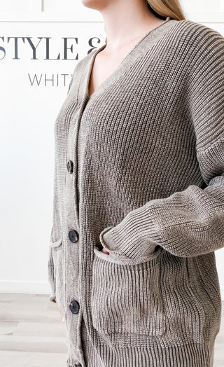 Tilly Washed Rib Button Cardigan