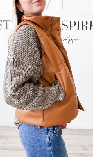 Trudy Quilted Faux Leather Vest