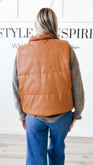 Trudy Quilted Faux Leather Vest