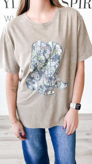 Camo Cowboy Boots Graphic Tee