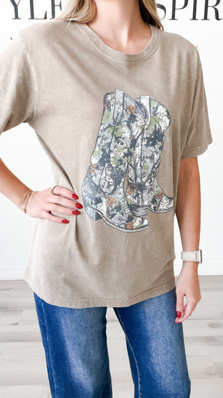 Camo Cowboy Boots Graphic Tee
