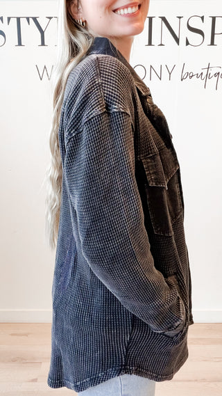 Shaina Waffle Knit Button Down Jacket