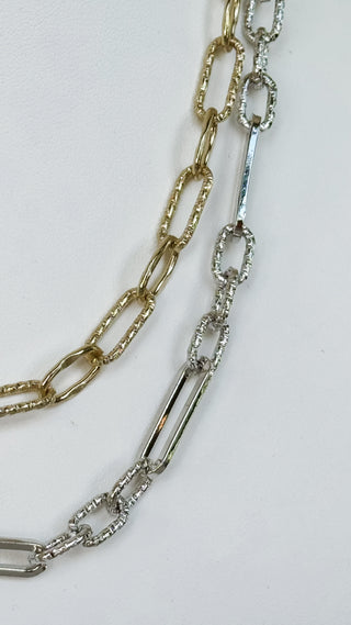 Textured Mixed S&G Chain Necklace *Final Sale*