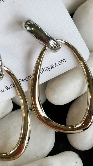 Silver Gold Open Link Earrings. *Final Sale*