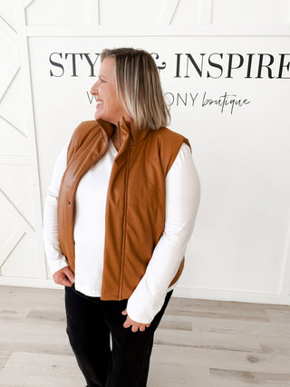 Trudy Quilted Faux Leather Vest