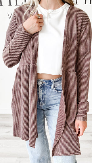 Laura Long Line Ribbed Cardigan