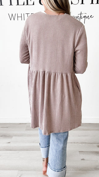 Laura Long Line Ribbed Cardigan