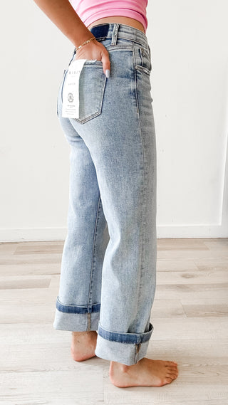 Risen MR TC Wide Leg Distressed Jeans