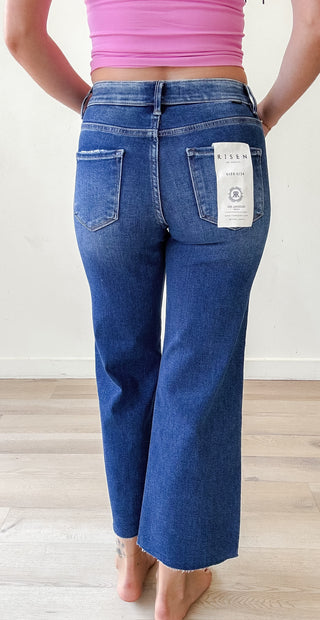 Risen Tummy Control Wide Crop Jeans