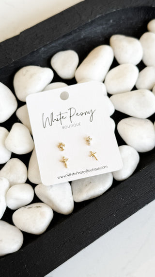 Single Cross Stack Earrings   *Final Sale*