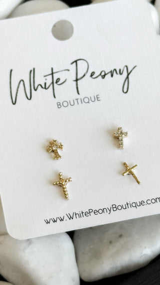 Single Cross Stack Earrings   *Final Sale*