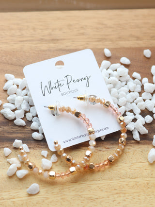 Prism Square Bead Open Hoop Earrings. *Final Sale