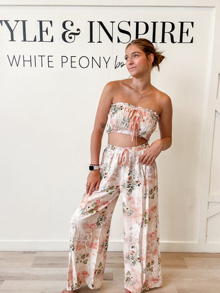 Kamryn Ruched Waist Floral Pants