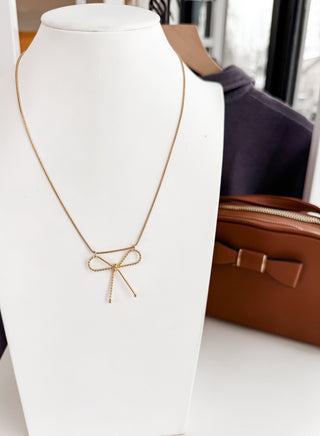 Textured Wire Bow Necklace