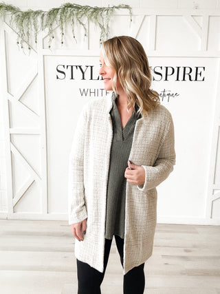 Rachael Cashmere Houndstooth Coatigan