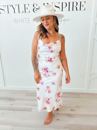 Luisa Floral Cowl Back Slip Dress