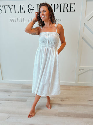 Regina Shoulder Tie Midi Dress