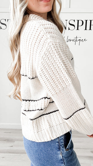 Elmari Half Button Stripe Sweater