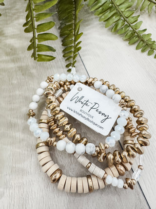 Wood Disc & Mixed Bead Bracelets. *Final Sale*