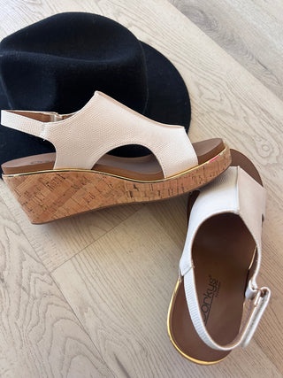 Corkys Carley Ivory Lizard Wedge Sandals