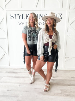 Lonnie Long Side Fringe Shorts