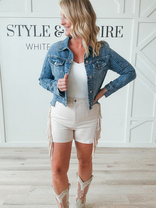 Reba Vegan Suede Fringe Shorts