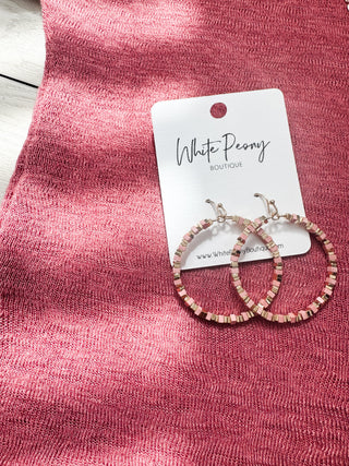 Square Bead Circle Earrings. *Final Sale*