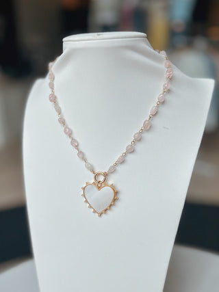 Stone with Heart Charm Necklace. *Final Sale*