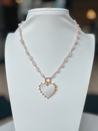 Stone with Heart Charm Necklace. *Final Sale*